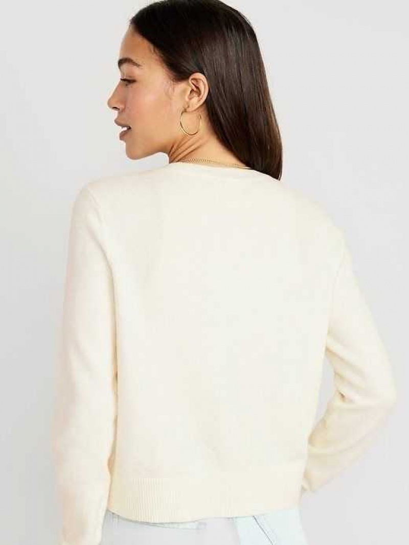 Cardigan Old Navy SoSoft Cropped Cardigan Pull Femme Creme De La Creme | 267-MKXTFY