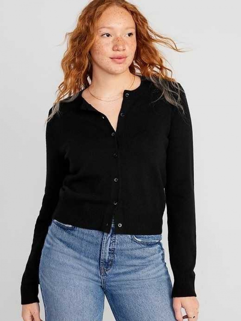 Cardigan Old Navy SoSoft Cropped Cardigan Pull Femme Noir | 210-YLHGMX