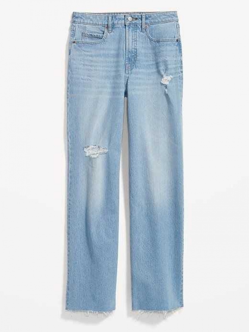 Jean Old Navy Extra High-Waisted Ripped Cut-Off Larges-Leg Jeans Femme Holly | 586-ICRXLY