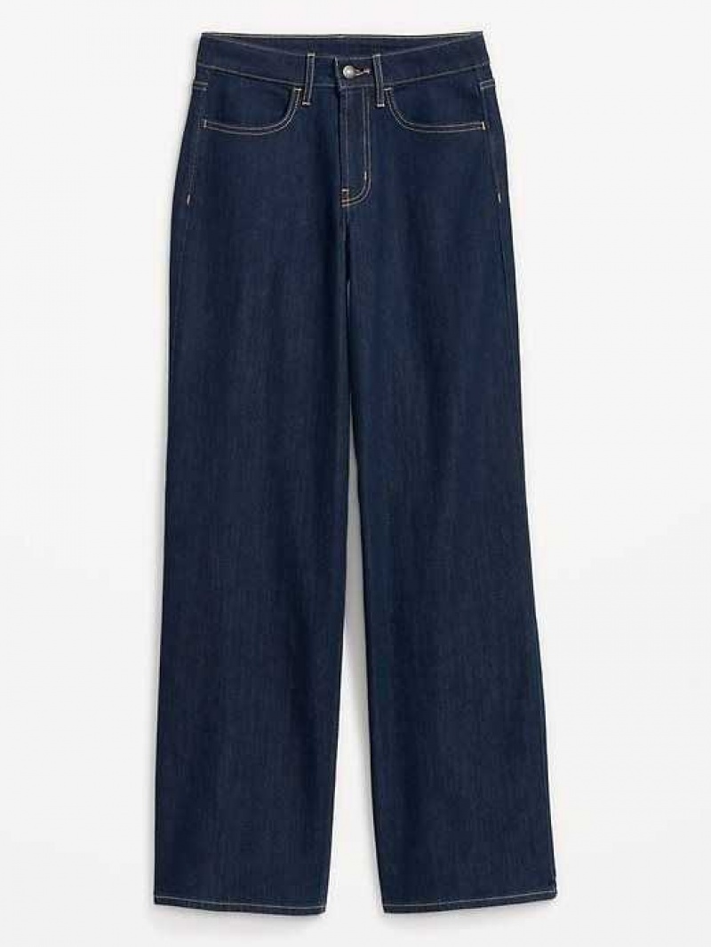 Jean Old Navy High-Waisted Wow Larges-Leg Jeans Femme Lavage Foncé | 470-VZSONT