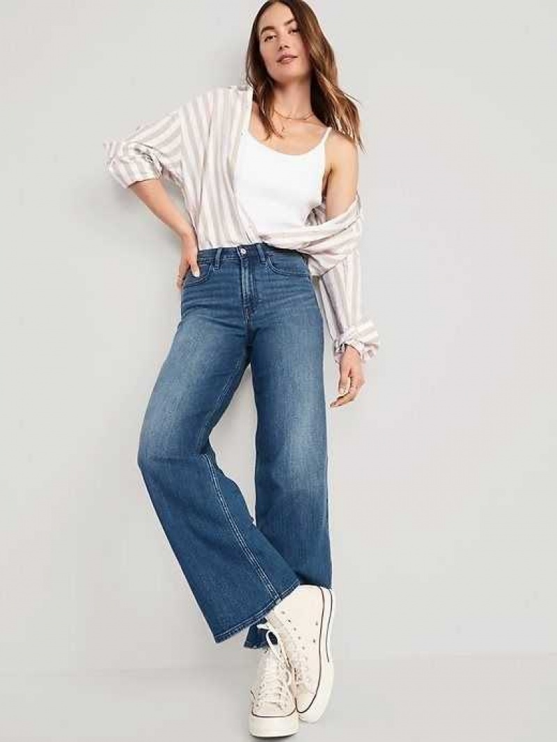 Jean Old Navy High-Waisted Wow Larges-Leg Jeans Femme Campeche | 312-UTBCYL