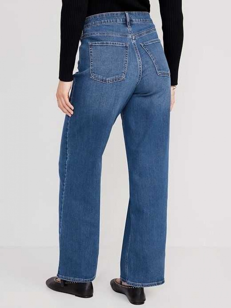 Jean Old Navy High-Waisted Wow Larges-Leg Jeans Femme New Moon | 075-UTQDVB