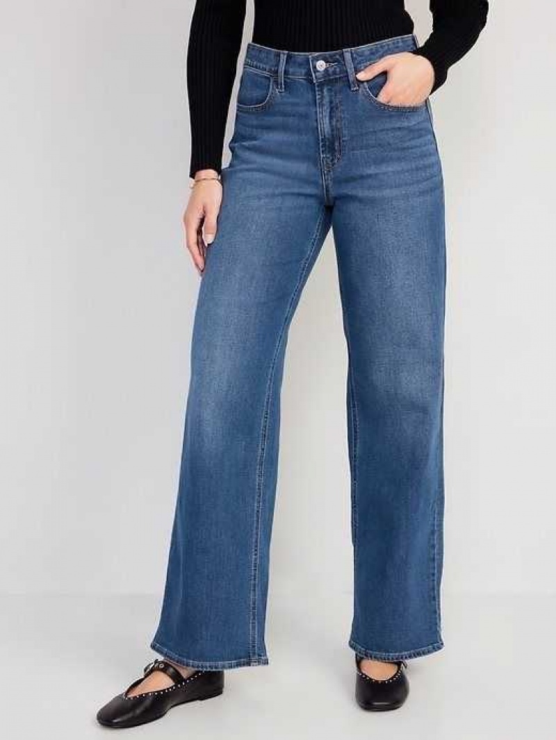 Jean Old Navy High-Waisted Wow Larges-Leg Jeans Femme New Moon | 075-UTQDVB