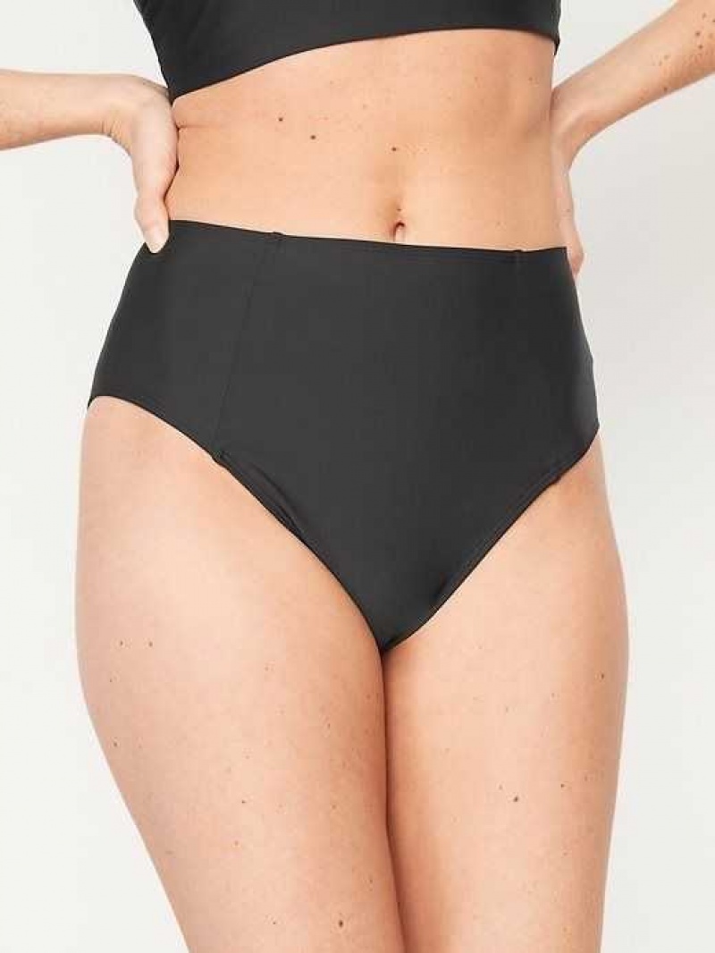 Maillots De Bain Old Navy High-Waisted French-Cut Bikini Swim Bottoms Femme Ebony | 584-XOJDPI