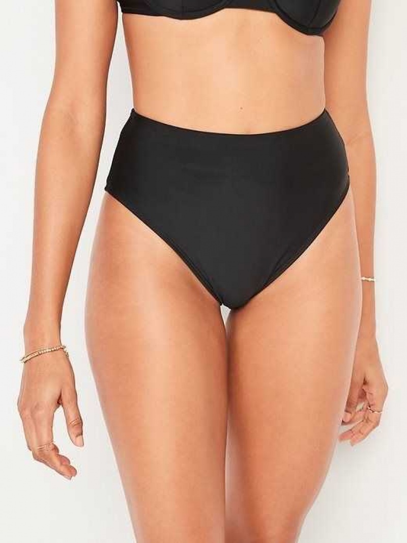 Maillots De Bain Old Navy High-Waisted French-Cut Bikini Swim Bottoms Femme Ebony | 534-WRSIBO