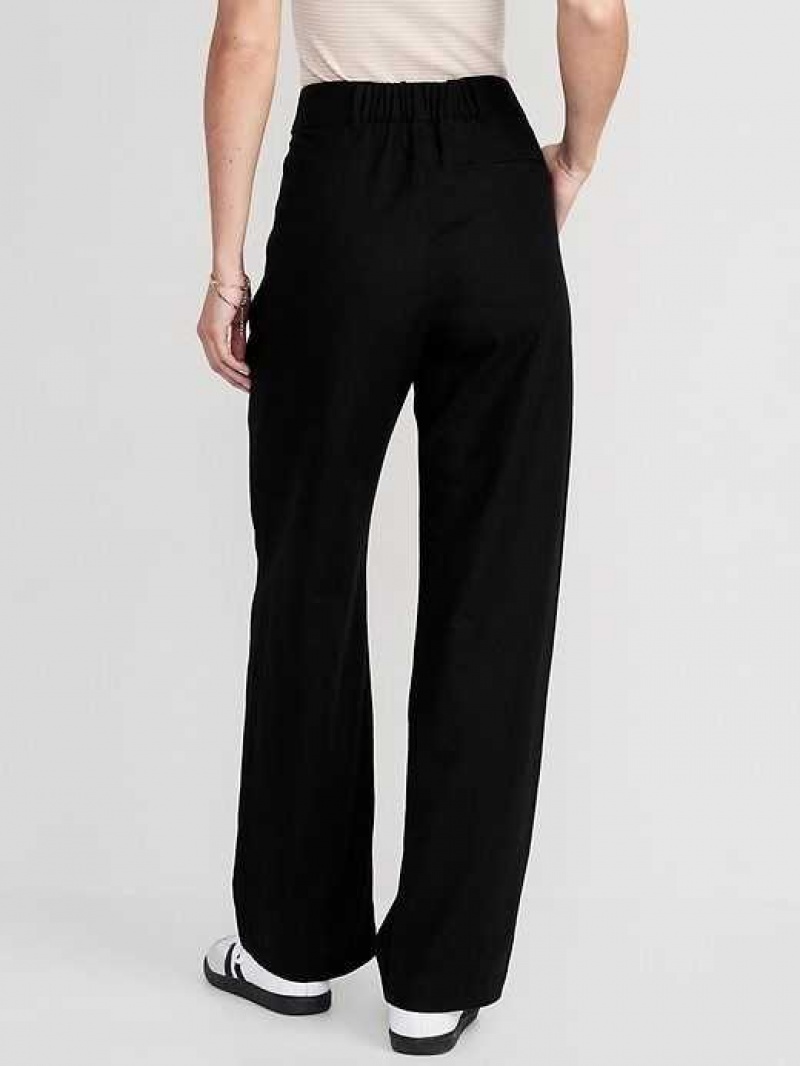 Pantalon Old Navy Extra High-Waisted Plissé Taylor Larges-Leg Linen-Blend Trouser Pants Femme Noir | 782-AZOSPC