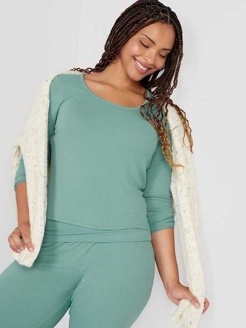 Pyjamas Old Navy UltraLite Rib-Knit Pajama Top Femme Vert | 483-EYONJR