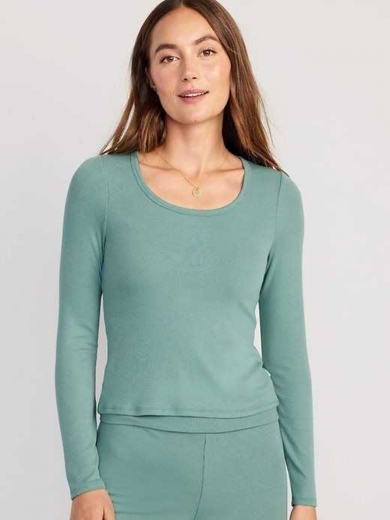 Pyjamas Old Navy UltraLite Rib-Knit Pajama Top Femme Vert | 483-EYONJR