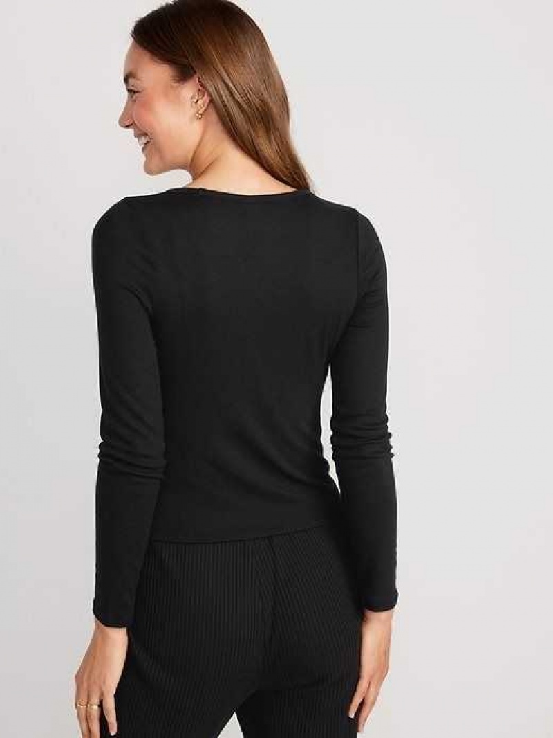 Pyjamas Old Navy UltraLite Rib-Knit Pajama Top Femme Noir | 408-DEZYBJ