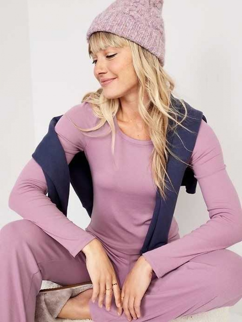 Pyjamas Old Navy UltraLite Rib-Knit Pajama Top Femme Violette | 975-OPHYFR